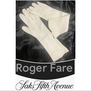 Roger Fare for Saks Fifth Avenue Cream Kidskin Gloves